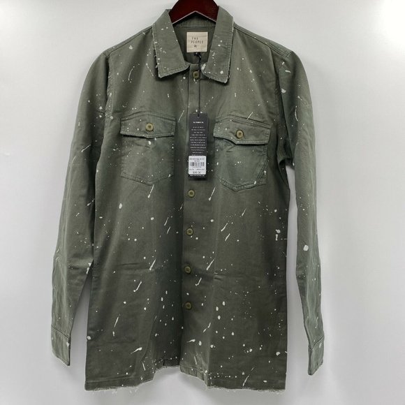 The People Vs. Men's Bobby Surplus Bleached Shirt Long Sleeve Green sz S NWT - Picture 1 of 6